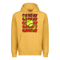 Mustard Game day softball lightning bolt Premium Hoodie - HowdyJamesFarm