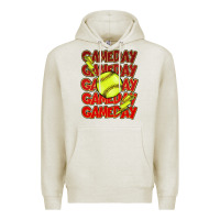Oatmeal Heather Game day softball lightning bolt Premium Hoodie - HowdyJamesFarm