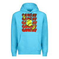 Ocean Blue Game day softball lightning bolt Premium Hoodie - HowdyJamesFarm