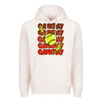 Pale Pink Game day softball lightning bolt Premium Hoodie - HowdyJamesFarm