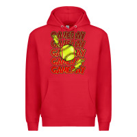 Red Game day softball lightning bolt Premium Hoodie - HowdyJamesFarm
