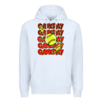 White Game day softball lightning bolt Premium Hoodie - HowdyJamesFarm