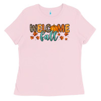 Bubblegum Pink Welcome Fall Ladies Tee - RanaPortraitStore