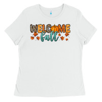 White Welcome Fall Ladies Tee - RanaPortraitStore