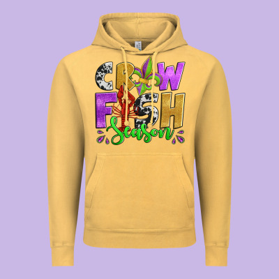 Crawfish Season Mardi Gras Carnival Fleur De Lis Vintage Hoodie Designed By Jasminsmagicworld