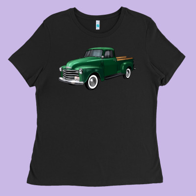 Western Green Truck Right 34 View Ladies Tee Designed By Fadigitalartstudio