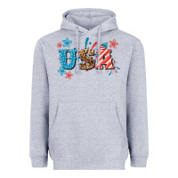 Heather Grey USA 4th of july Heavyweight Hoodie - HowdyJamesFarm