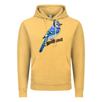 Vintage Mustard Blue Jay Bird Vintage Hoodie - LillyAllenDesigns