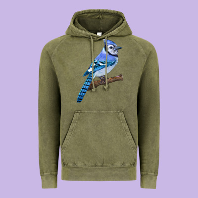 Blue Jay Bird Vintage Hoodie Designed By Lillyallendesigns