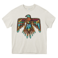 Cream thunderbird with sunflowers Heavy Core Tee - BarkalooDesign