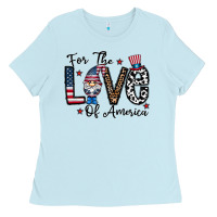 Baby Blue for the lovee of america gnome Ladies Tee - CowhideDigitalArt