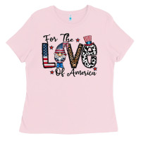 Bubblegum Pink for the lovee of america gnome Ladies Tee - CowhideDigitalArt