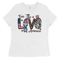 White for the lovee of america gnome Ladies Tee - CowhideDigitalArt