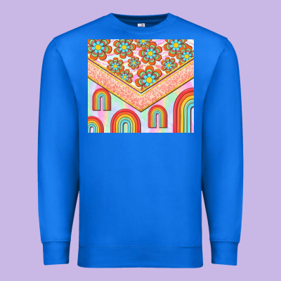 Hippie Rainbow And Daisy Premium Sweatshirt Designed By Tumblerdesignbyshophia
