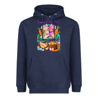Navy Happy Easter Day truck Heavyweight Hoodie - HowdyJamesFarm
