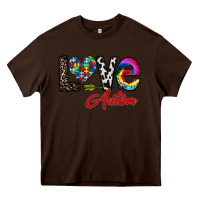 Chocolate Brown love autism Heavy Core Tee - CowhideDigitalArt