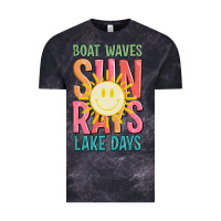 Cloud Black boat waves sun rays lake days Vintage Tee - JahusDesignShop