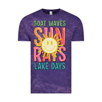 Cloud Purple boat waves sun rays lake days Vintage Tee - JahusDesignShop