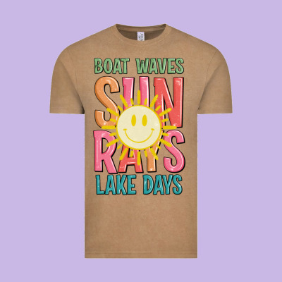 Boat Waves Sun Rays Lake Days Vintage Tee Designed By Jahusdesignshop