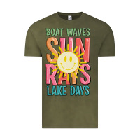 Vintage Olive boat waves sun rays lake days Vintage Tee - JahusDesignShop