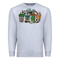 Heather Grey Soccer coffee cups Premium Sweatshirt - HowdyJamesFarm