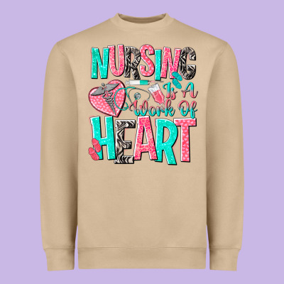 Nursing Is A Work Of Heart Heavyweight Sweatshirt Designed By Nancycooperartshop