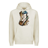 Oatmeal Heather Lightning bolt Baseball Premium Hoodie - HowdyJamesFarm