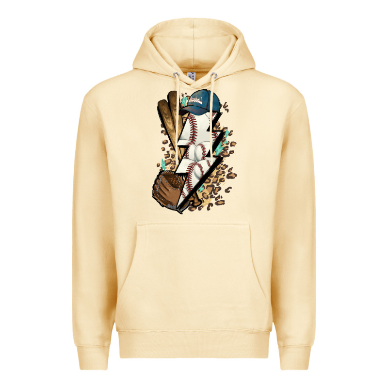 Lightning Bolt Baseball Premium Hoodie by HowdyJamesFarm | Teevron