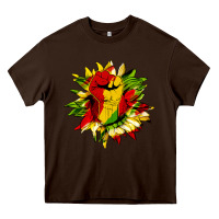 Chocolate Brown juneteenth sunflower Heavy Core Tee - HRA Design Shop