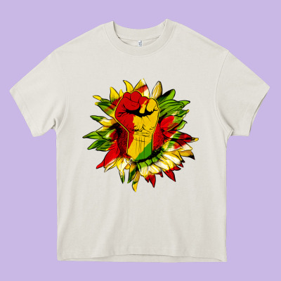 Juneteenth Sunflower Heavy Core Tee Designed By Hra Design Shop
