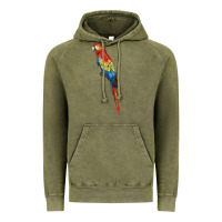 Vintage Olive Scarlet Macaw Parrot Vintage Hoodie - LillyAllenDesigns