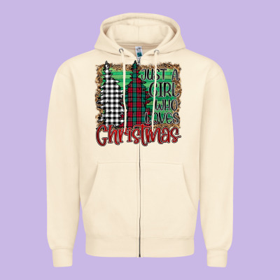 Just A Girl Who Loves Christmas Zipper Hoodie Designed By Bettercallsaul