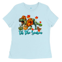 Baby Blue T- Rex Tis The Season Ladies Tee - RanaPortraitStore