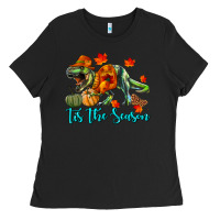 Black T- Rex Tis The Season Ladies Tee - RanaPortraitStore