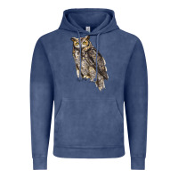 Vintage Denim Great Horned Owl Vintage Hoodie - LillyAllenDesigns