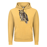 Vintage Mustard Great Horned Owl Vintage Hoodie - LillyAllenDesigns