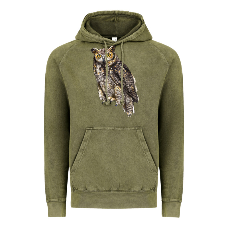 Great Horned Owl Vintage Hoodie by LillyAllenDesigns | Teevron