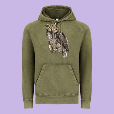Great Horned Owl Vintage Hoodie Designed By Lillyallendesigns
