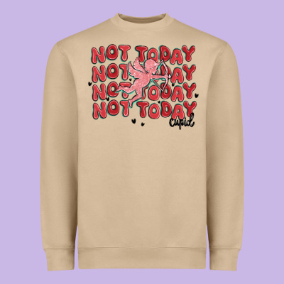 Not Today Cupid Heavyweight Sweatshirt Designed By Maliassmallbusiness