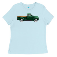 Baby Blue western green truck right side view 1 Ladies Tee - FaDigitalArtStudio