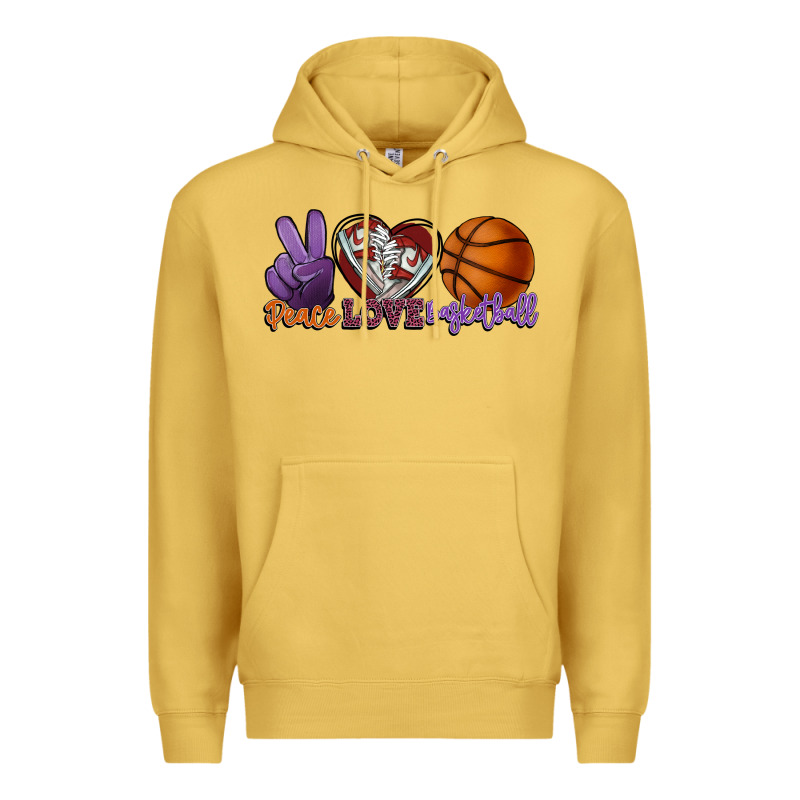 Peace Love Basketball Premium Hoodie by HowdyJamesFarm | Teevron