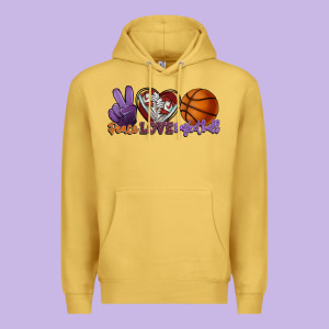 Peace Love Basketball Premium Hoodie Designed By Howdyjamesfarm