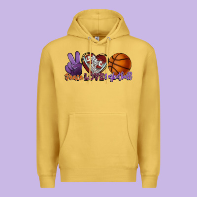 Peace Love Basketball Premium Hoodie Designed By Howdyjamesfarm