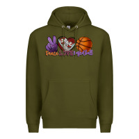 Army Green Peace love Basketball Premium Hoodie - HowdyJamesFarm