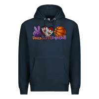 Navy Peace love Basketball Premium Hoodie - HowdyJamesFarm