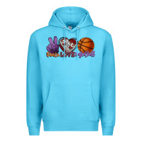Ocean Blue Peace love Basketball Premium Hoodie - HowdyJamesFarm