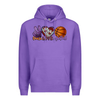 Purple Peace love Basketball Premium Hoodie - HowdyJamesFarm