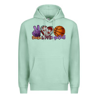 Seafoam Peace love Basketball Premium Hoodie - HowdyJamesFarm