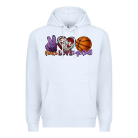 White Peace love Basketball Premium Hoodie - HowdyJamesFarm