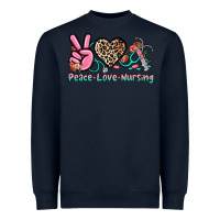 Navy peace love nursing Heavyweight Sweatshirt - NancyCooperArtShop